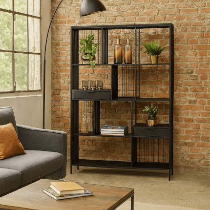 Bookshelf Bologna zwart 200x125cm Kare Design