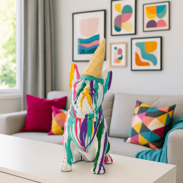 Veelkleurige hondendecoratie met ijs op zijn kop - Kare Design
