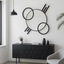 Zwarte artistieke wandspiegel - Triple Cercle - Kare Design