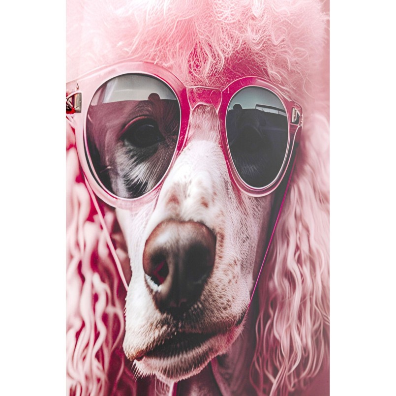 Wandfoto roze poedel 40x50cm Kare Design
