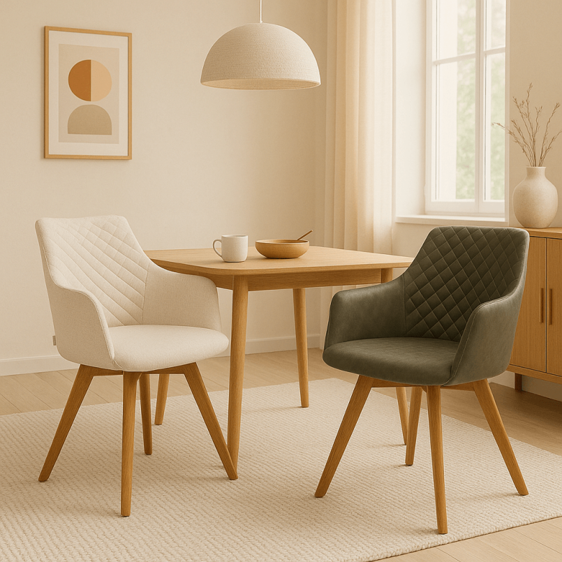 Swivel chair with armrests Coco green and oak Kare Design