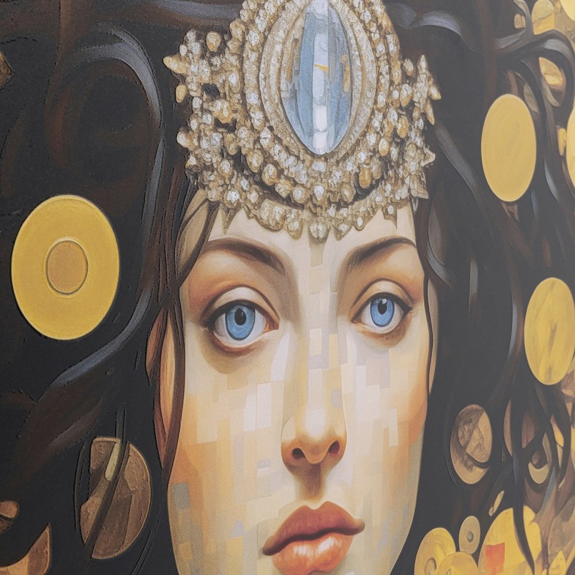 Schilderij vrouw Art Nouveau 80x80cm Kare Design