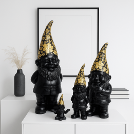 Black gnome decoration with zen flowers - Kare Design