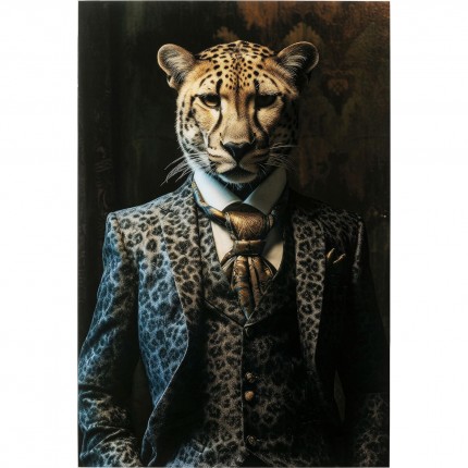 Glass Picture leopard suit 30x40cm Kare Design