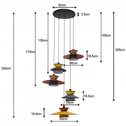Pendant Lamp Riva 5 Kare Design