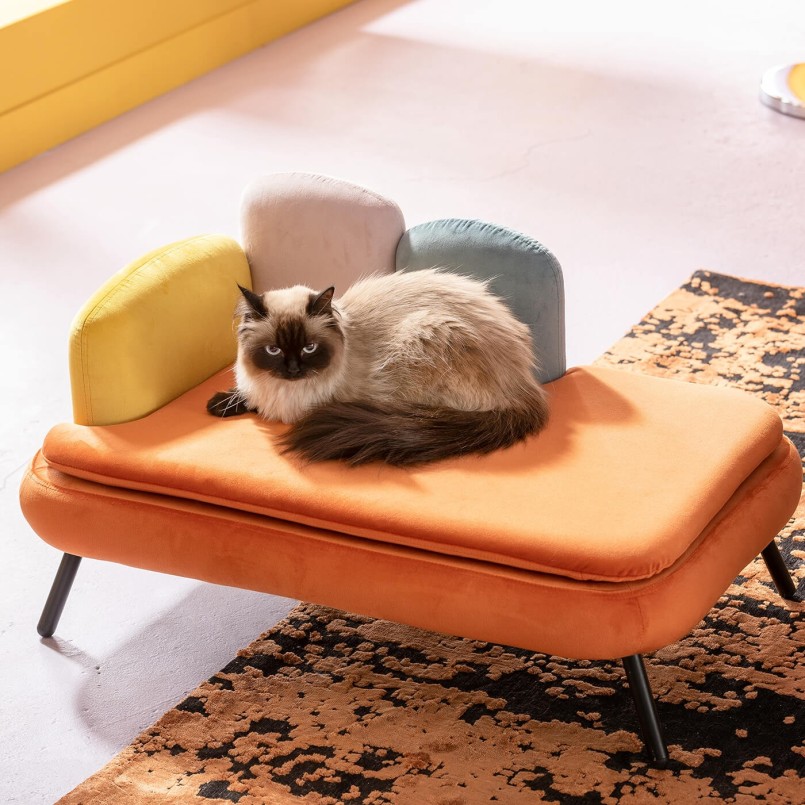 Oranje fluwelen bed voor huisdieren - Diva - Kare Design