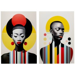Wandfoto retro vrouwen rood en geel (2/Set) Kare Design
