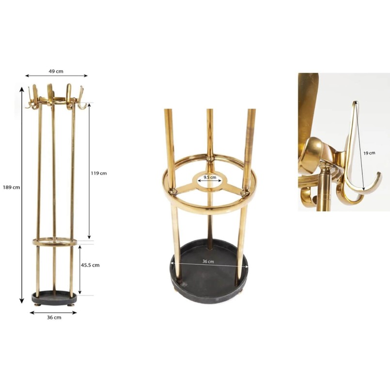Golden retro coat rack - Gala - Kare Design