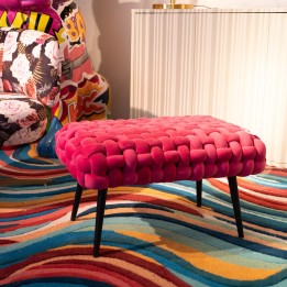 Bankje van grofmazig roze fluweel - Weave - Kare Design