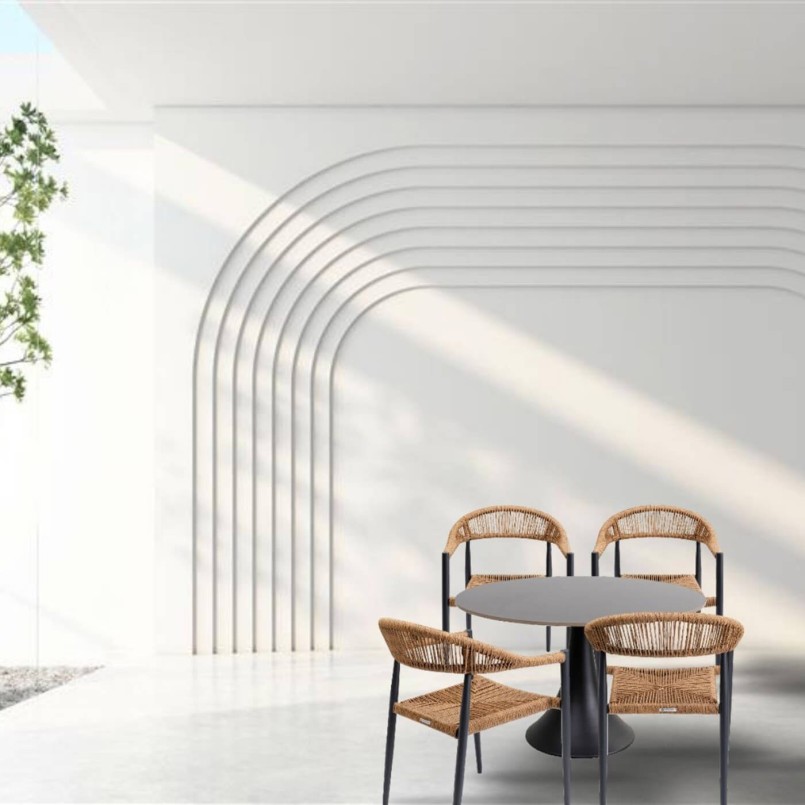 Outdoor set Grande Possibilita table 120cm and 4 chairs nature Kare Design