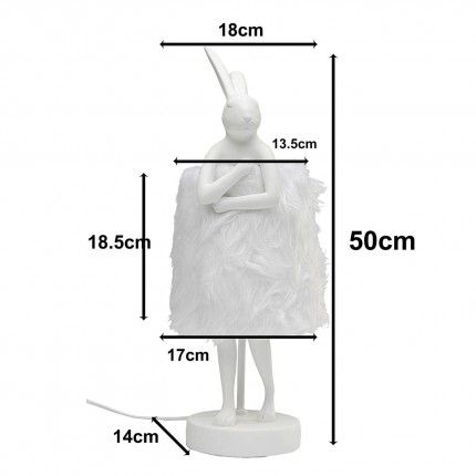 Table Lamp Animal rabbit Fluff 50cm white Kare Design