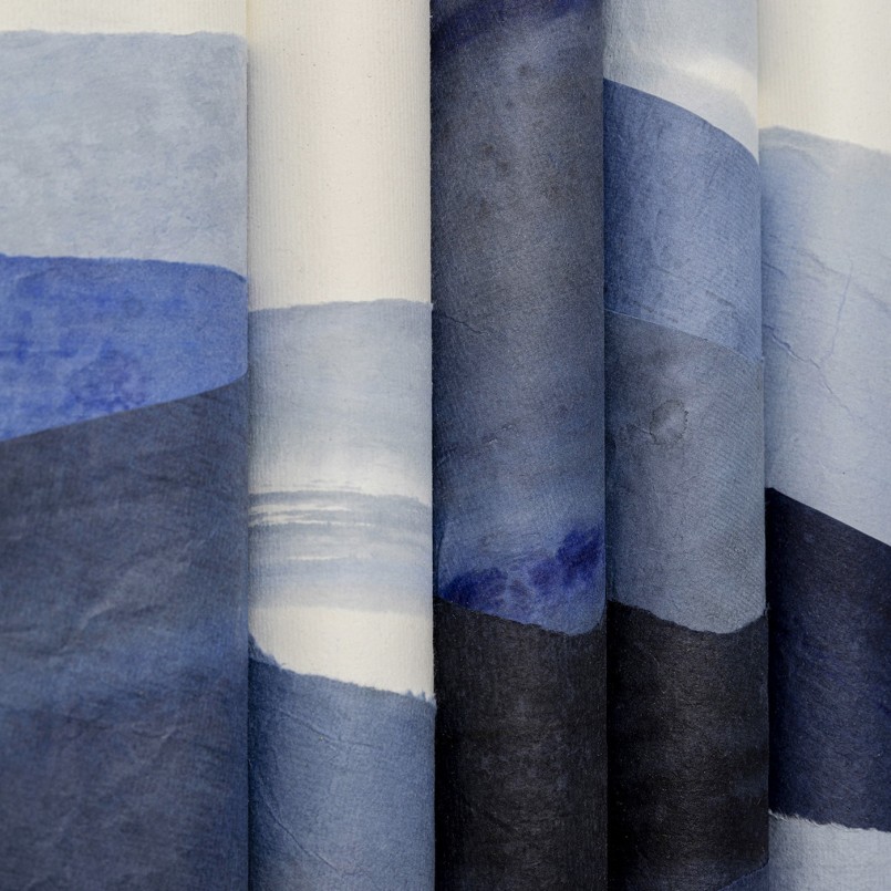 Blauw, wit en zwart 3D schilderij - Shadow Skyline - Kare Design
