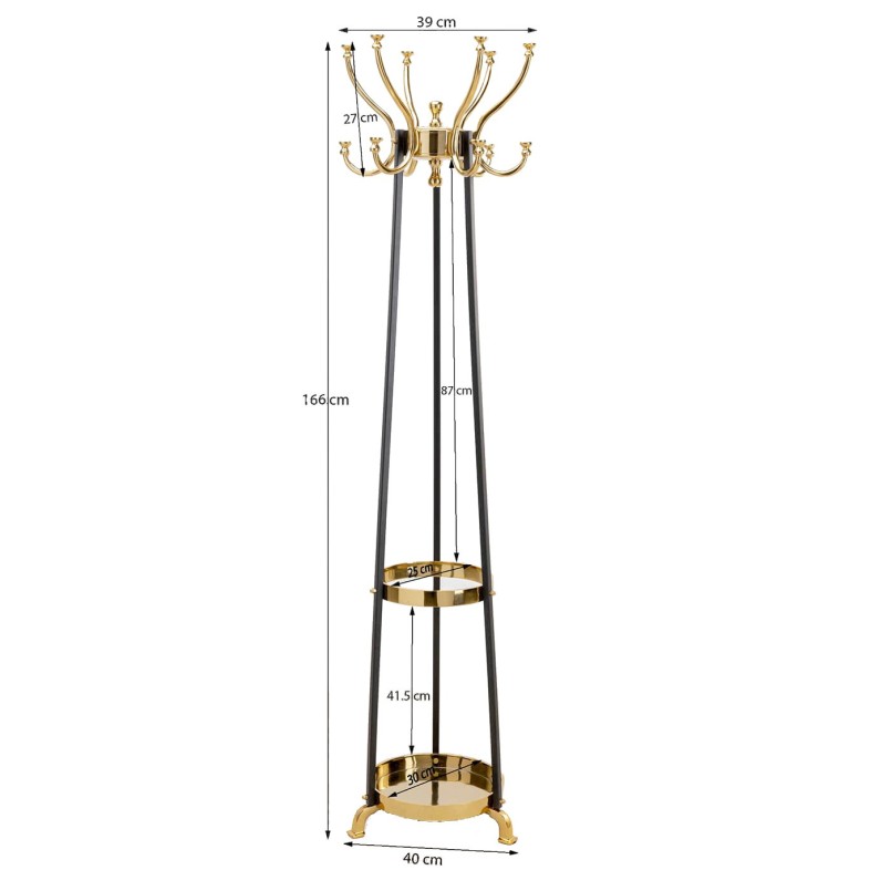 Vintage zwart staal en gouden aluminium kapstok - Luna - Kare Design