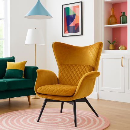 Fauteuil Tudor fluweel oker Kare Design Fauteuil Tudor fluweel oker Kare Design