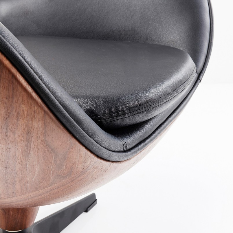 Swivel chair in black leather - Lounge - Kare Design