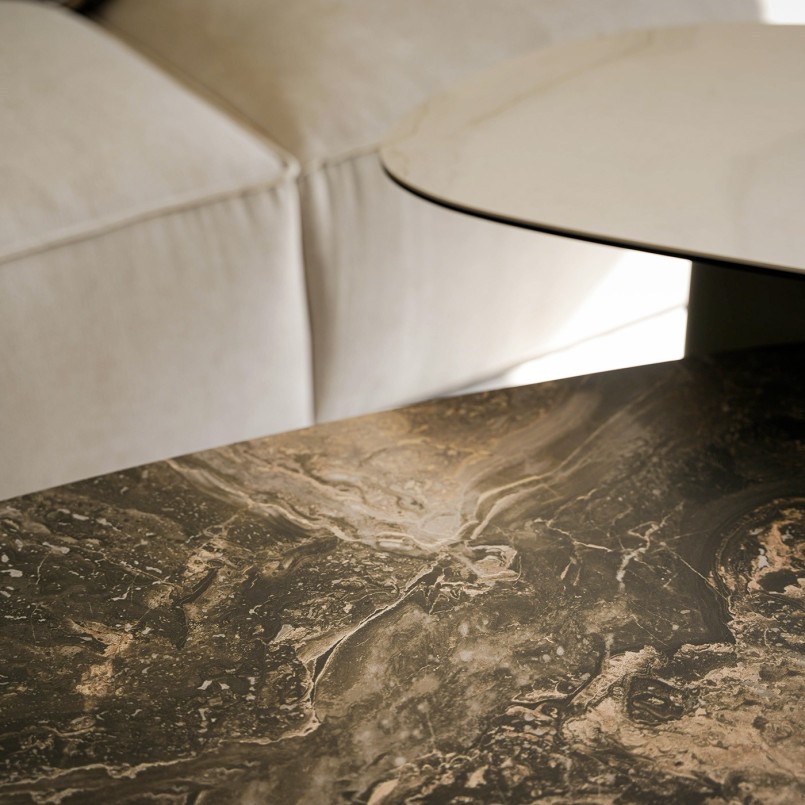 Stoneware and steel coffee table - Paso - Kare Design