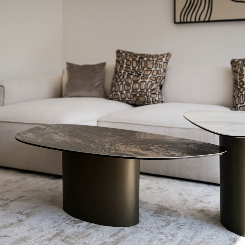 Stoneware and steel coffee table - Paso - Kare Design