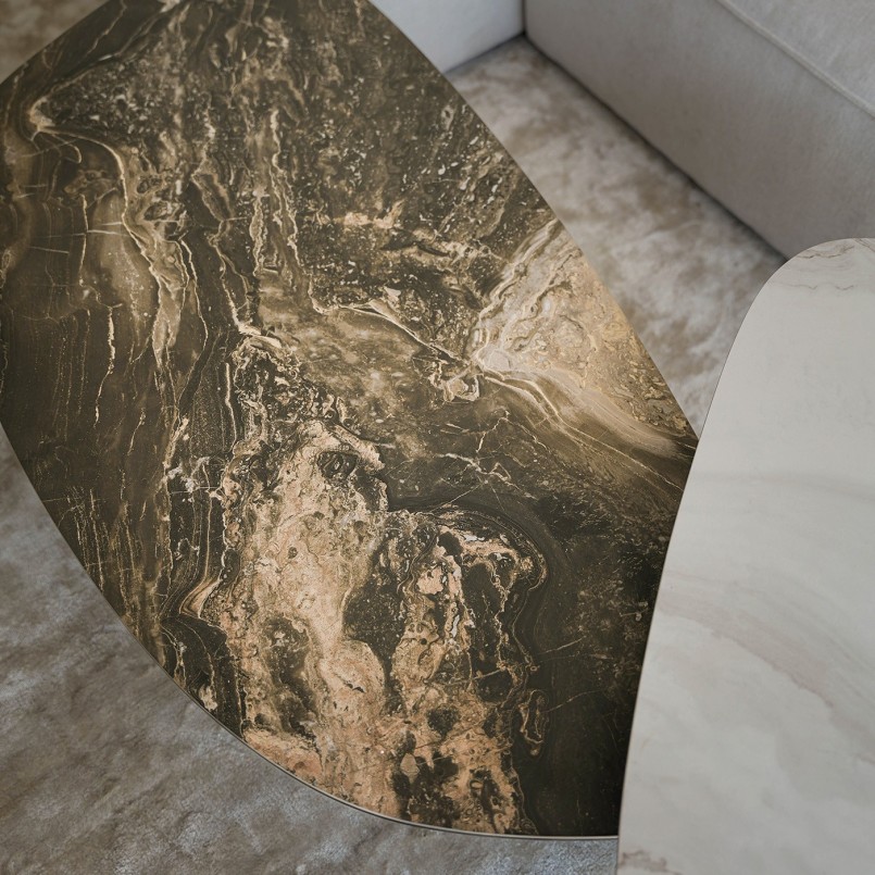 Stoneware and steel coffee table - Paso - Kare Design