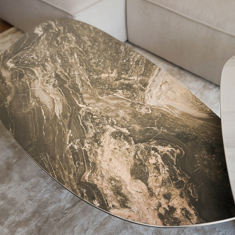 Stoneware and steel coffee table - Paso - Kare Design
