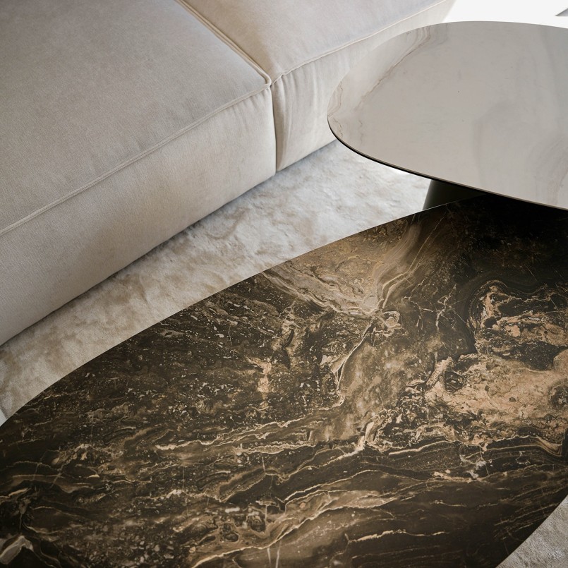 Stoneware and steel coffee table - Paso - Kare Design