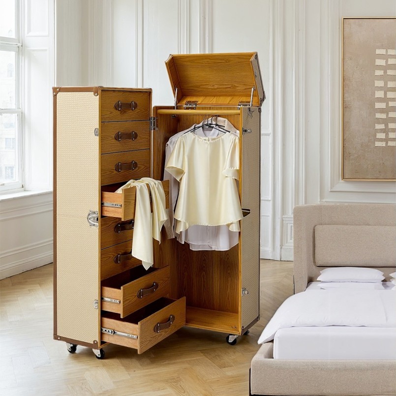Beige geweven kunstlederen hutkoffer - Venezia - Kare Design