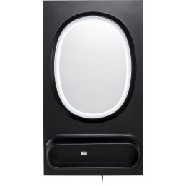 Miroir mural Aero LED noir 80x141cm