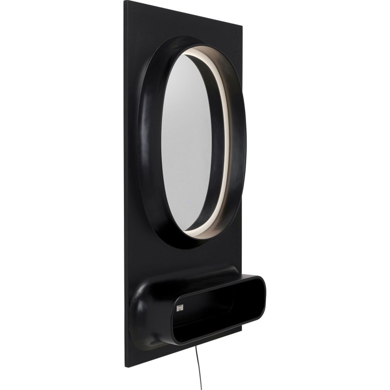 Miroir mural Aero LED noir 80x141cm