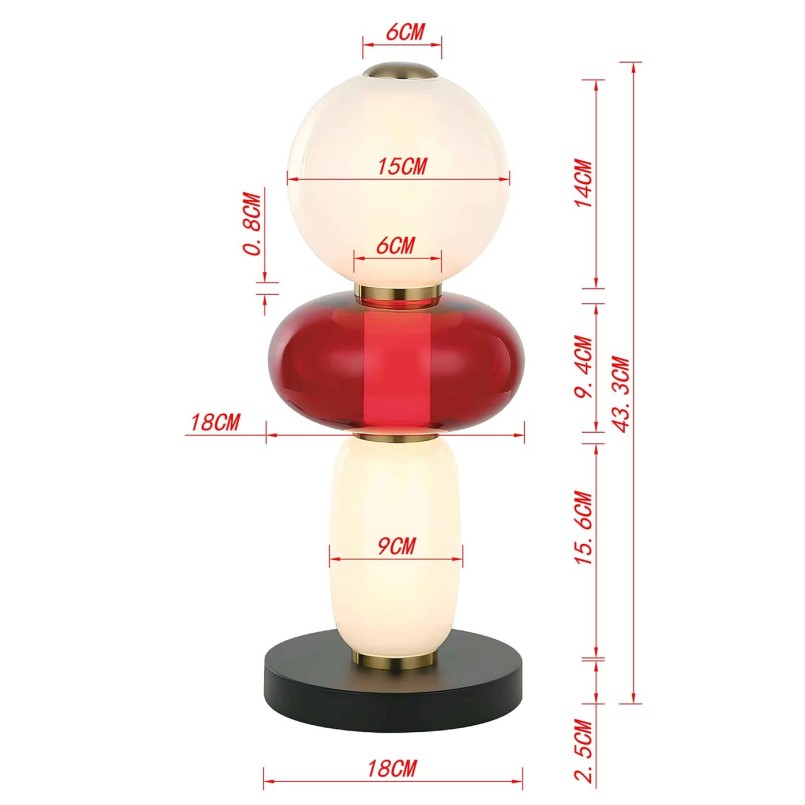 Witte en rode glazen lamp - Suiker - Kare Design
