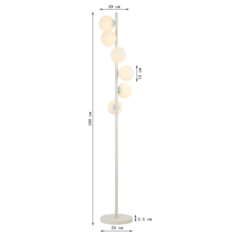 Floor lamp in white glass and black marble - Scala Balls - Kare Design
