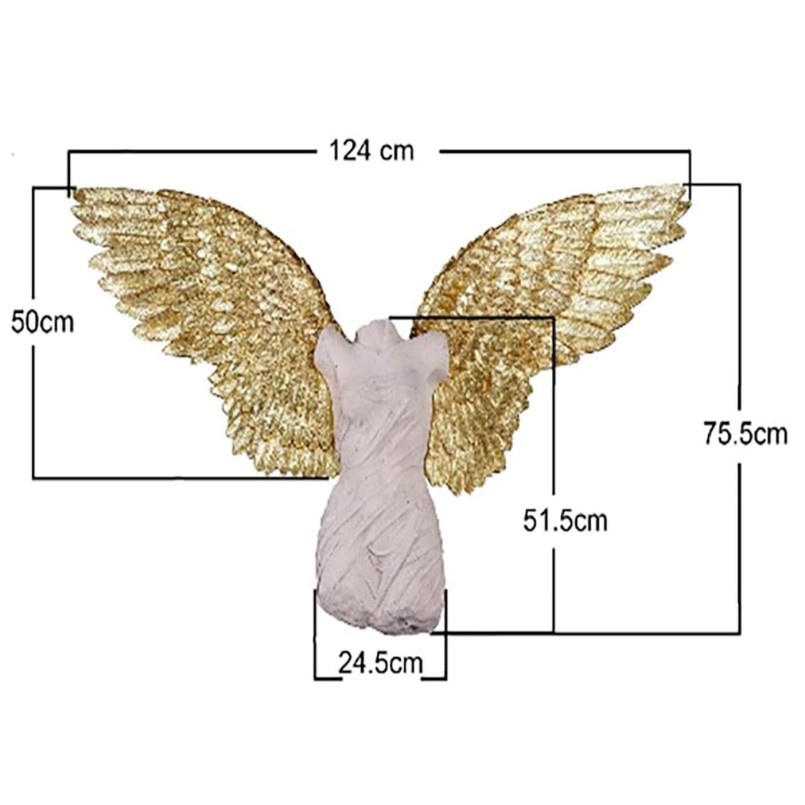 Wanddecoratie mannenbuste met gouden vleugels - Kare Design