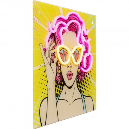 Glass Picture LED comics woman 39x39cm Kare Design