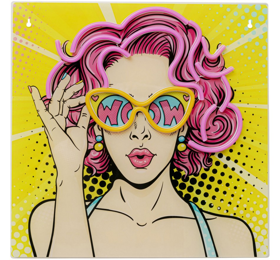 Glass Picture LED comics woman 39x39cm Kare Design