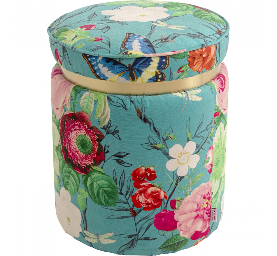 Stool Flower Fever Ø39cm blue Kare Design