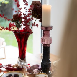 Grey and pink glass candlestick - Marvelous - Kare Design