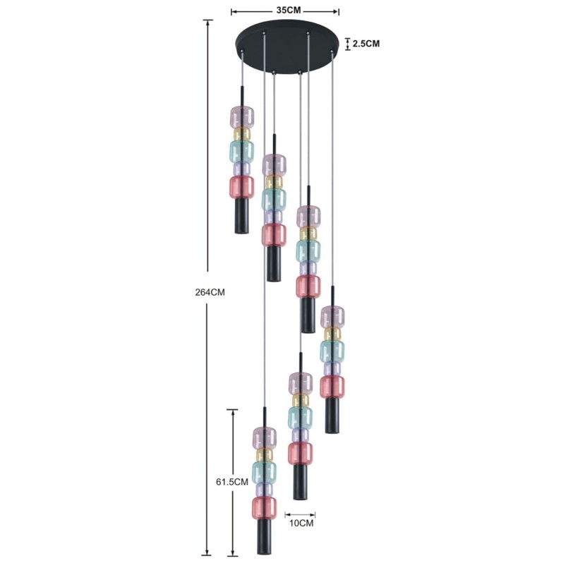 Hanglamp van veelkleurig glas - Candy Bar - Kare Design