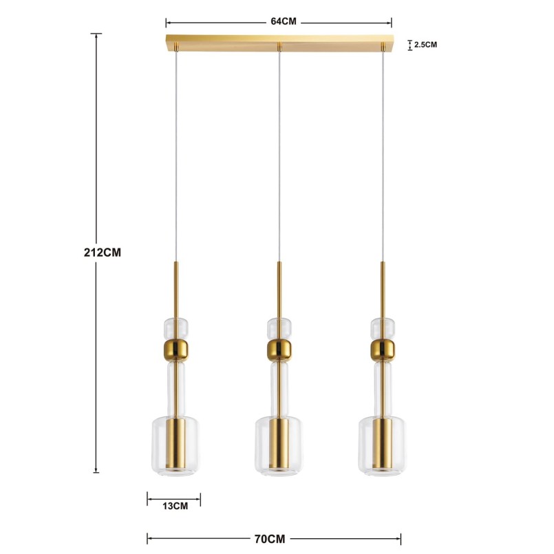 Hanglamp van glas en verguld staal - Candy Bar - Kare Design