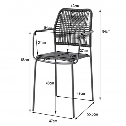 Outdoor chair with armrests Madagascar anthracite Kare Design