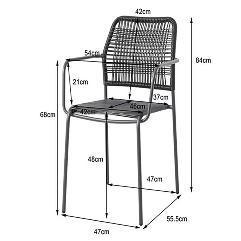 Tuinstoel met armleuningen Madagascar zwart Kare Design