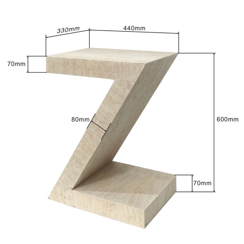Bijzettafel Travertino Z Kare Design