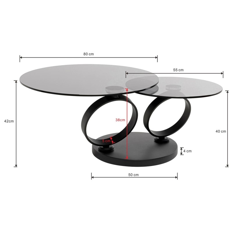 Salontafel Beverly gerookt glas Kare Design
