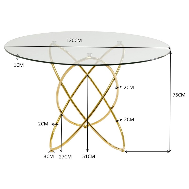 Table Molekular Ø120cm gold Kare Design
