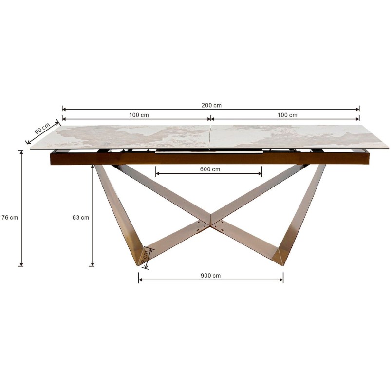 Uitrekbare tafel van steengoed en verguld staal - Connesso - Kare Design
