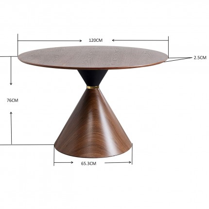 Table Cono Ø120cm walnut Kare Design
