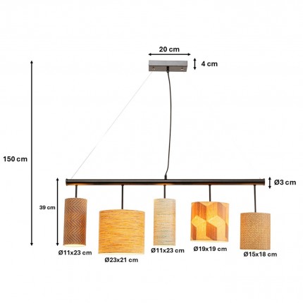 Hanglamp Parecchi 100cm bruin Kare Design