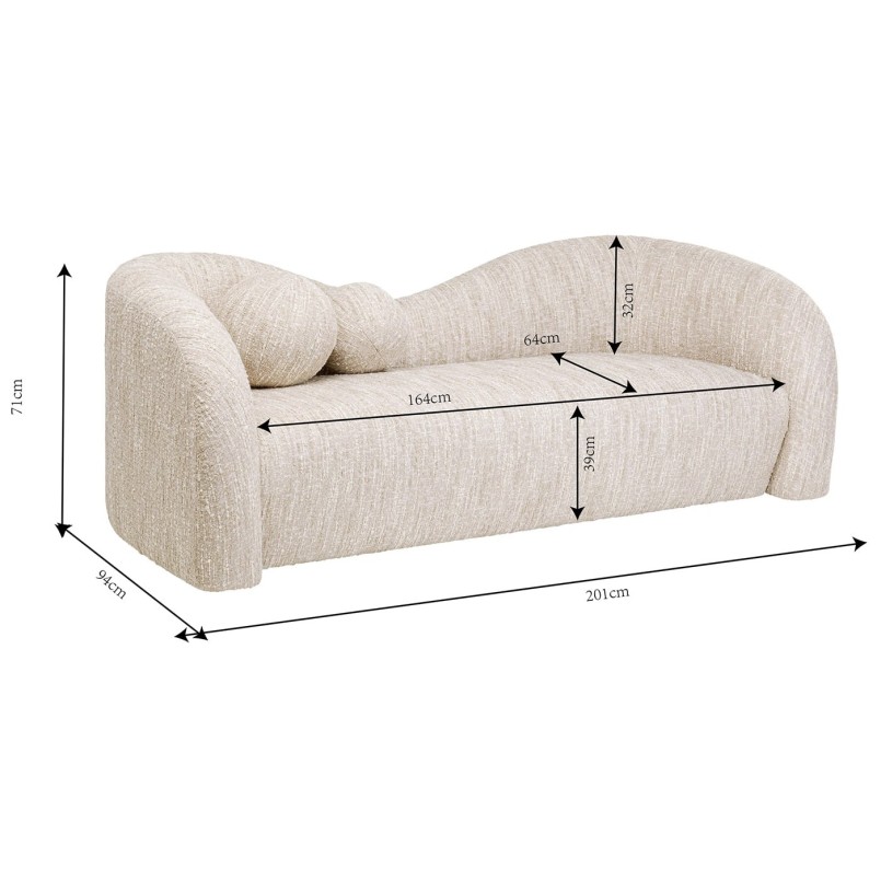 2-seater sofa in cream and beige woven fabric - Livia - Kare Design