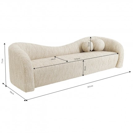 Sofa Livia Melange 3-Zits creme Kare Design