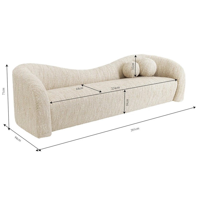 3-zitsbank in crème en beige geweven stof - Livia - Kare Design