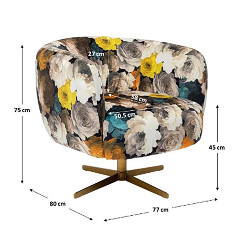 Swivel armchair yellow peonies - Kare Design
