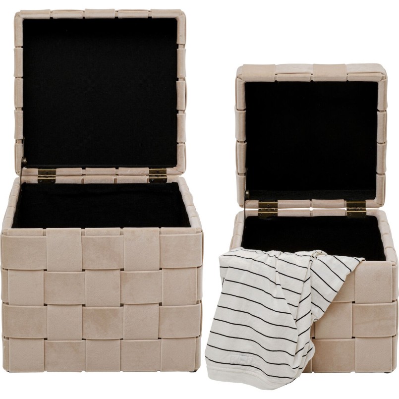 Tabouret coffre Weave beige (2/Set)