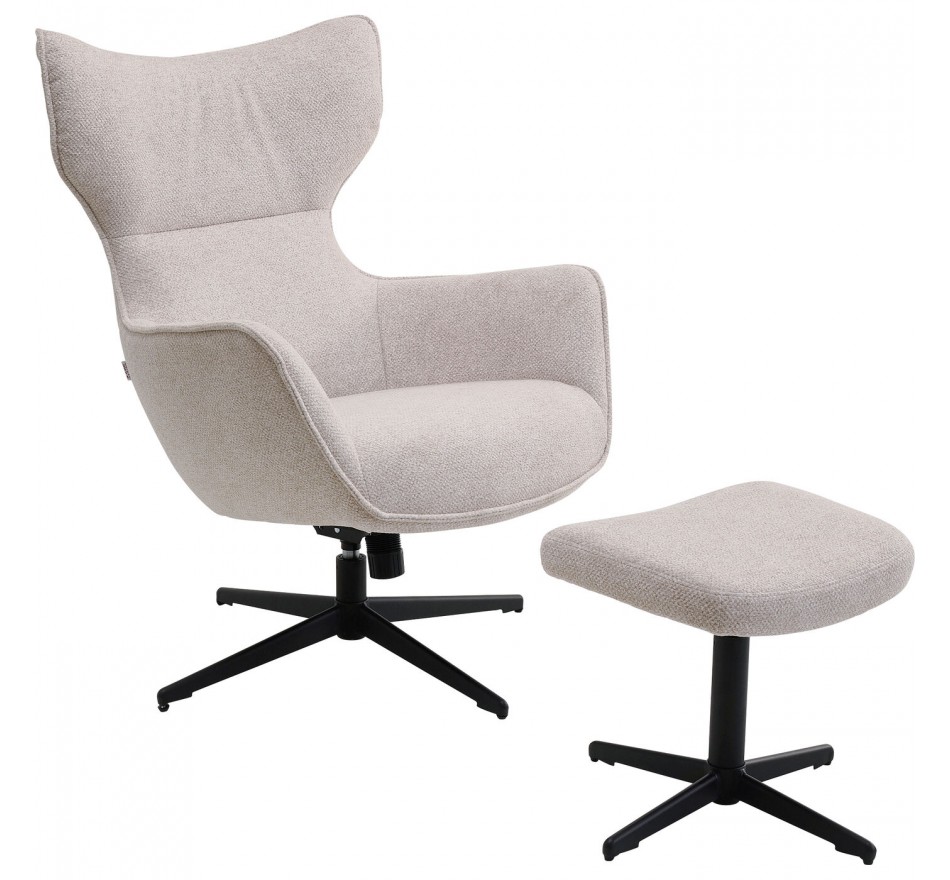Draaifauteuil en Voetsteun Jules beige Kare Design